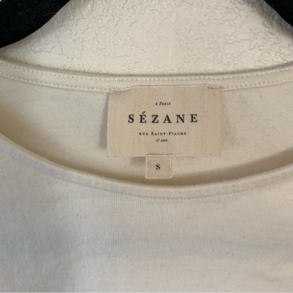 Sezane Loic Small White Red Blue 3/4 Sleeve Nautical Tee - Picture 3 of 6